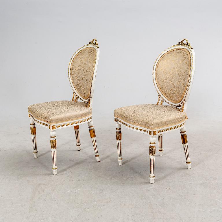 A Gustavian style six pcs sofa suit first half of the 20th century.