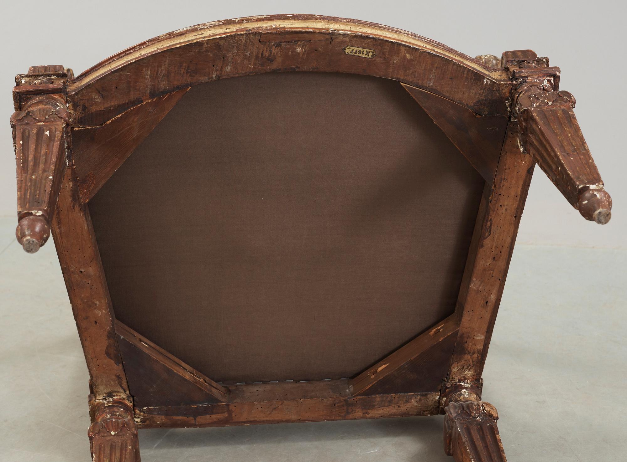 FÅTÖLJ, troligen Italien, Louis XVI-stil, 1800-tal.