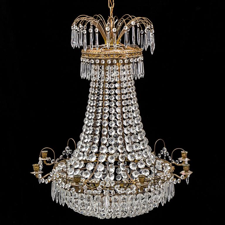 A gustavian style chandeier from the second half of the 20th century.