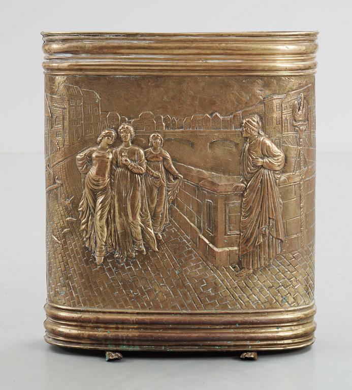 PARAPLYSTÄLL, mässing, trol Belgien, 1900-talets mitt.