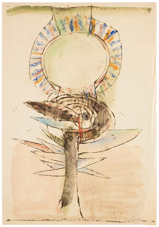 CO Hultén, mixed media on paper, signed and executed in the 1950s.