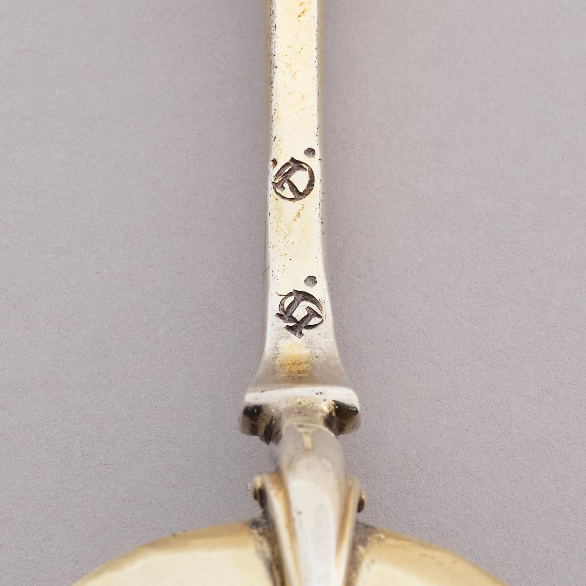 A parcel-gilt Baroque silver spoon, 18th century.