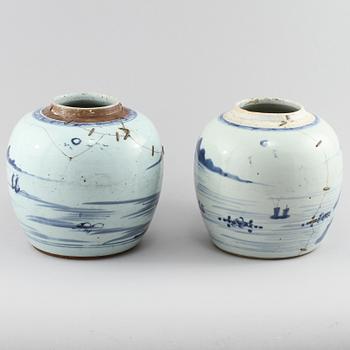BOJANER, 2 st, porslin, Kina, 1800-tal.