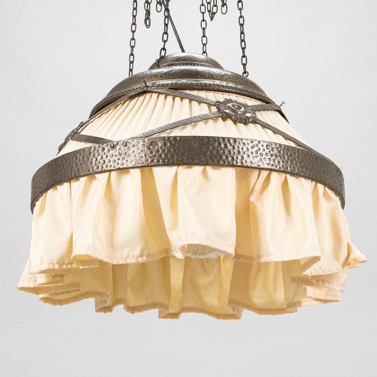 Eino Schroderus, Finnish Art Nouveau ceiling lamp for Taidetakomo Koru, Helsinki, early 20th century. Tot height 160 cm.