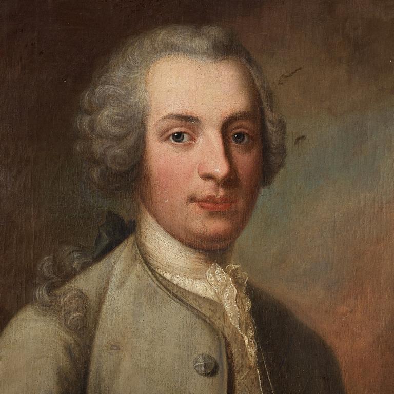 Johan Henrik Scheffel Attributed to, A young gentleman in a grey justacorp.