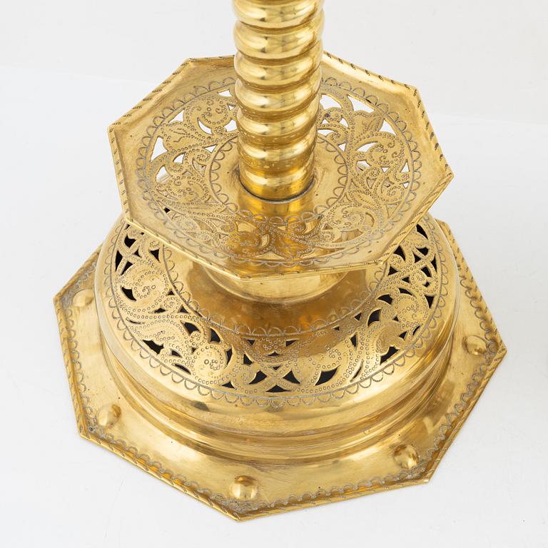 A pair of 19th century Baroque style brass candel sticks.