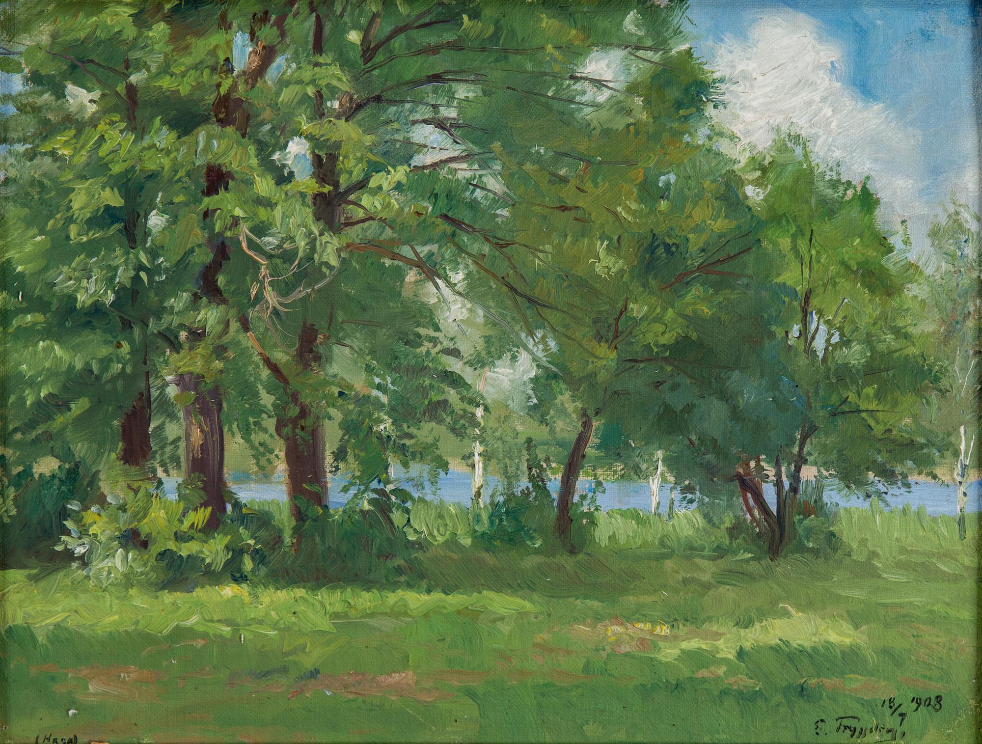 ERIK TRYGGELIN, oil on board, signed and dated 1908.