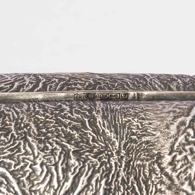 CIGARRETUI, CIGARETTETUI ja GLASÖGONFODRAL, silver, Åbo och Tavastehus 1950-1960-tal.