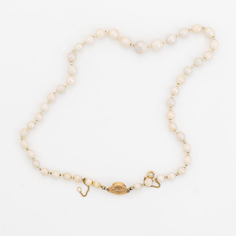 Collier pärlor med lås 18K guld.