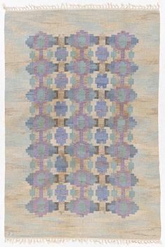 A flat weave carpet, 'Syrén' by Judith Johansson, c 245 x 167 cm, signed JJ.