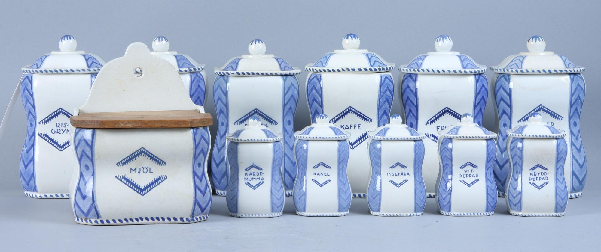 KRYDDBURKAR, 12 st, porslin, Wilhelm Kåge, Gustavsberg.