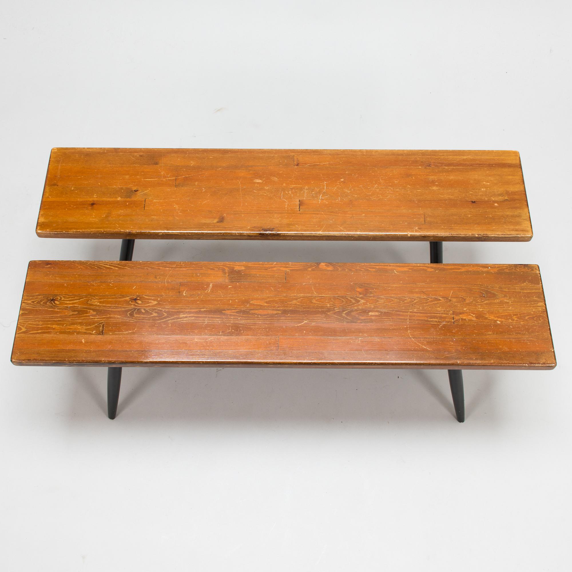 Ilmari Tapiovaara, 1960's 'Pirkka' dining table and benches for Laukaan Puu.