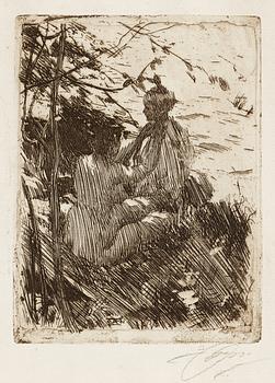 651. ANDERS ZORN, etsning (III état av III), 1890, signerad med blyerts.