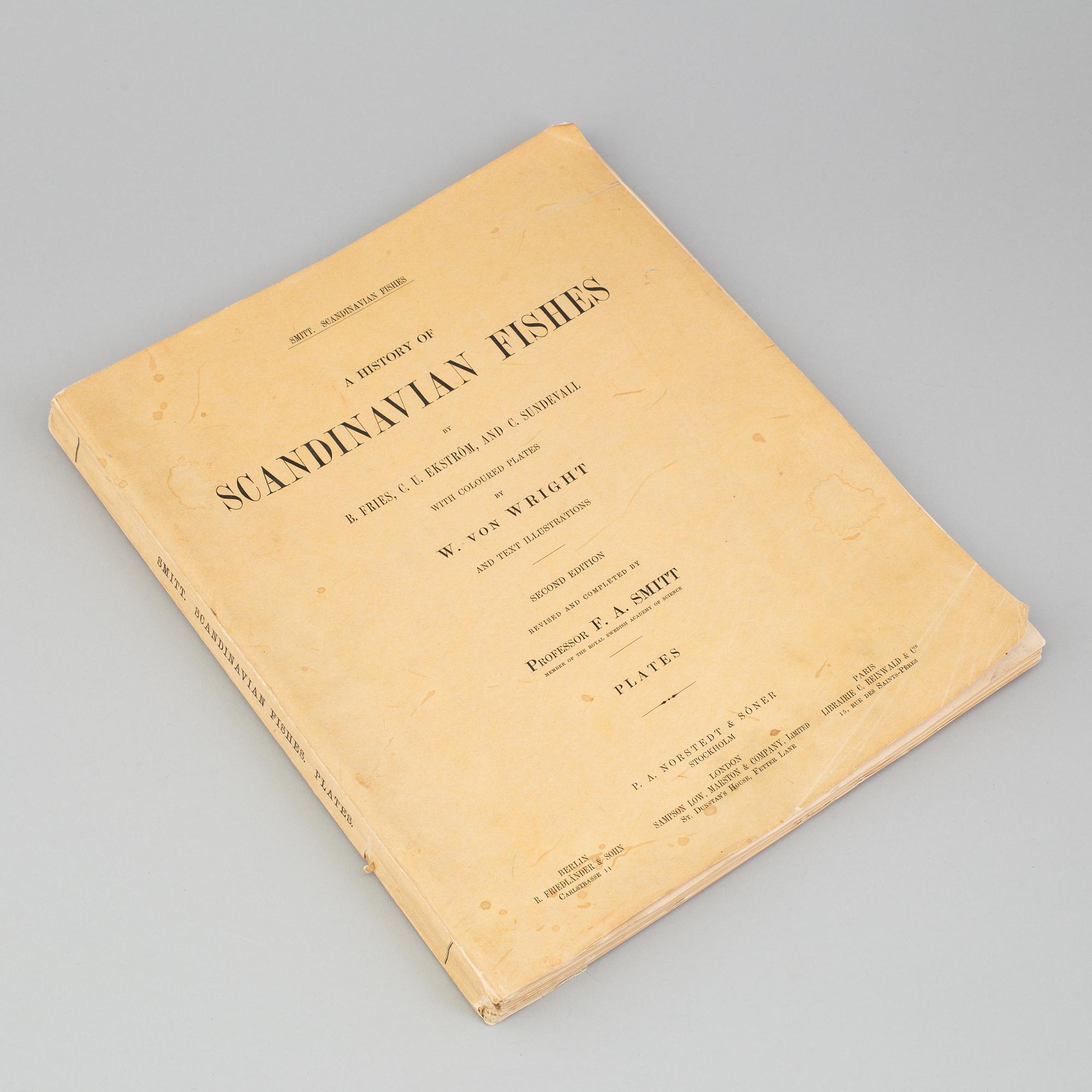 BOOK, "Scandinavien Fishes", B. Fries, C.U Ekeström, C Sundevall. No 0170. Dated 1895.