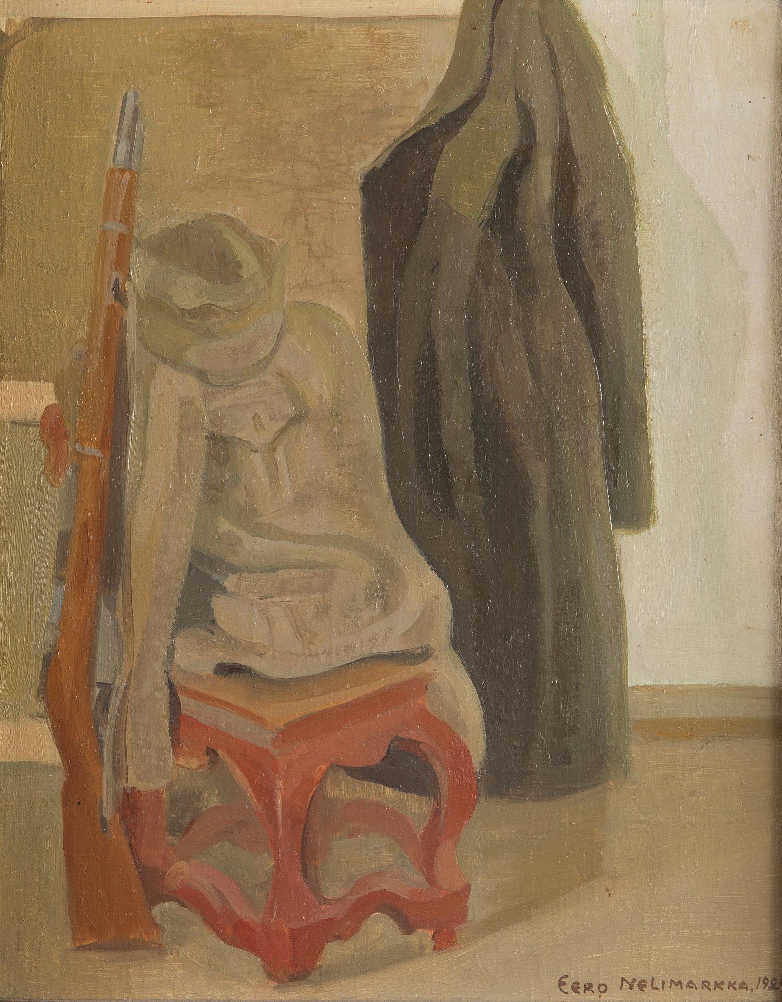 Eero Nelimarkka, Interior with Rifle and Clothes.