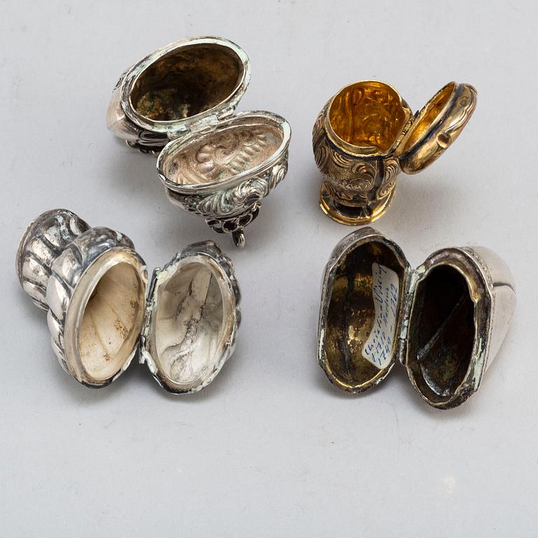 Four Swedish and Danish 18th century silver snuff-boxes.