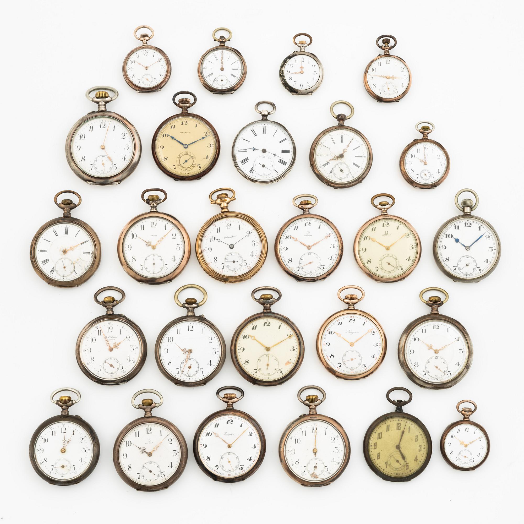 Pocket watches, group, 26 pcs.