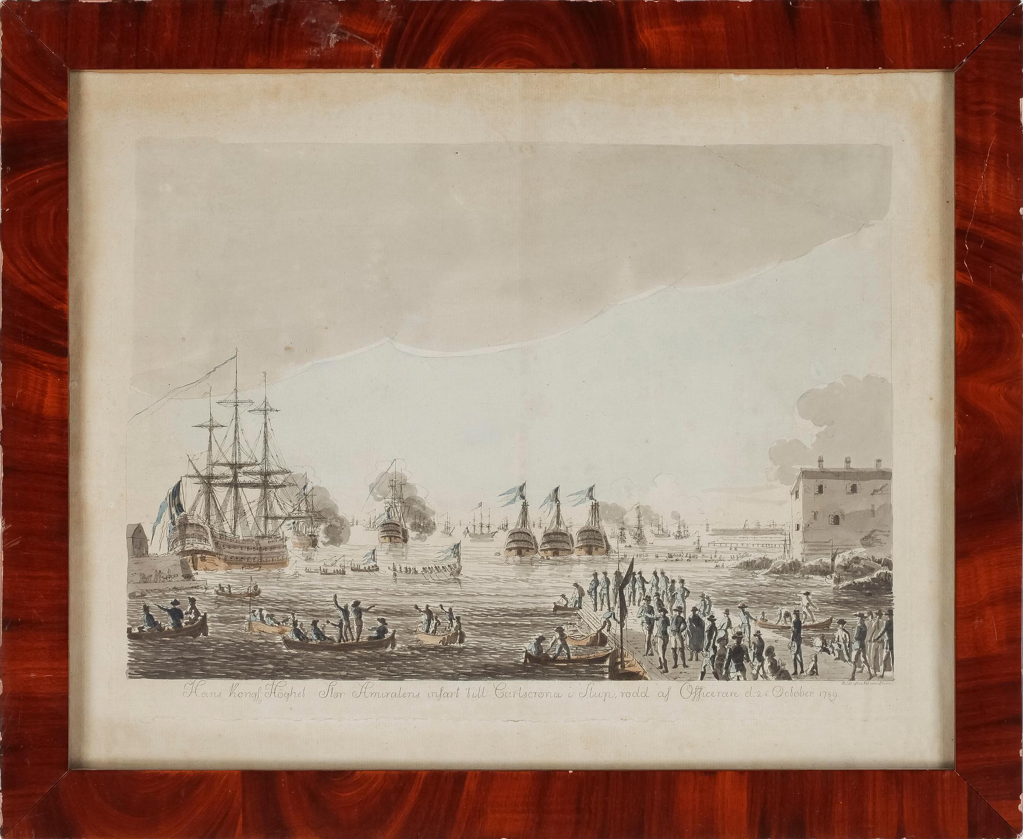 JOHAN PETER CUMELIN, akvarellerad konturetsning, signerad i plåten.