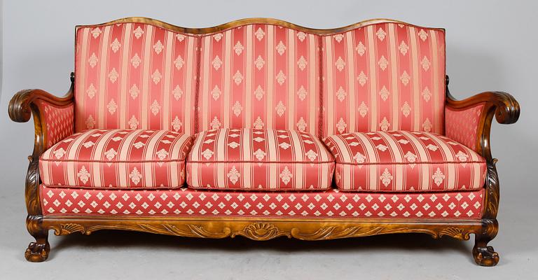 SALONGSMÖBEL, 4 del, Chippendalestil, 1930-tal.