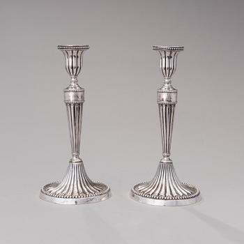 A PAIR OF CANDLESTICKS, silver, probably Naples, Italy, 1780-90s.