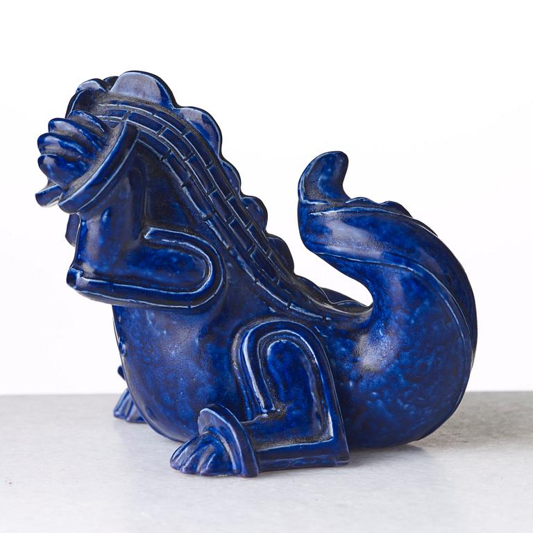 Wilhelm Kåge, a stoneware sculpture of a dragon puppy, Gustavsberg studio, Sweden 1940-50's.