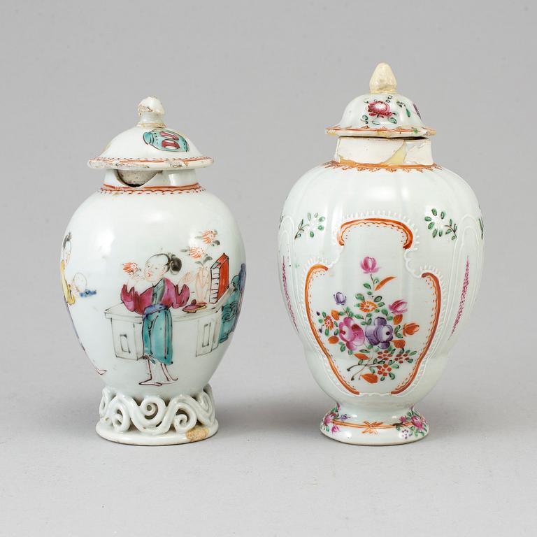 Two famille rose tea caddies, Qing dynasty, Qianlong (1736-95).