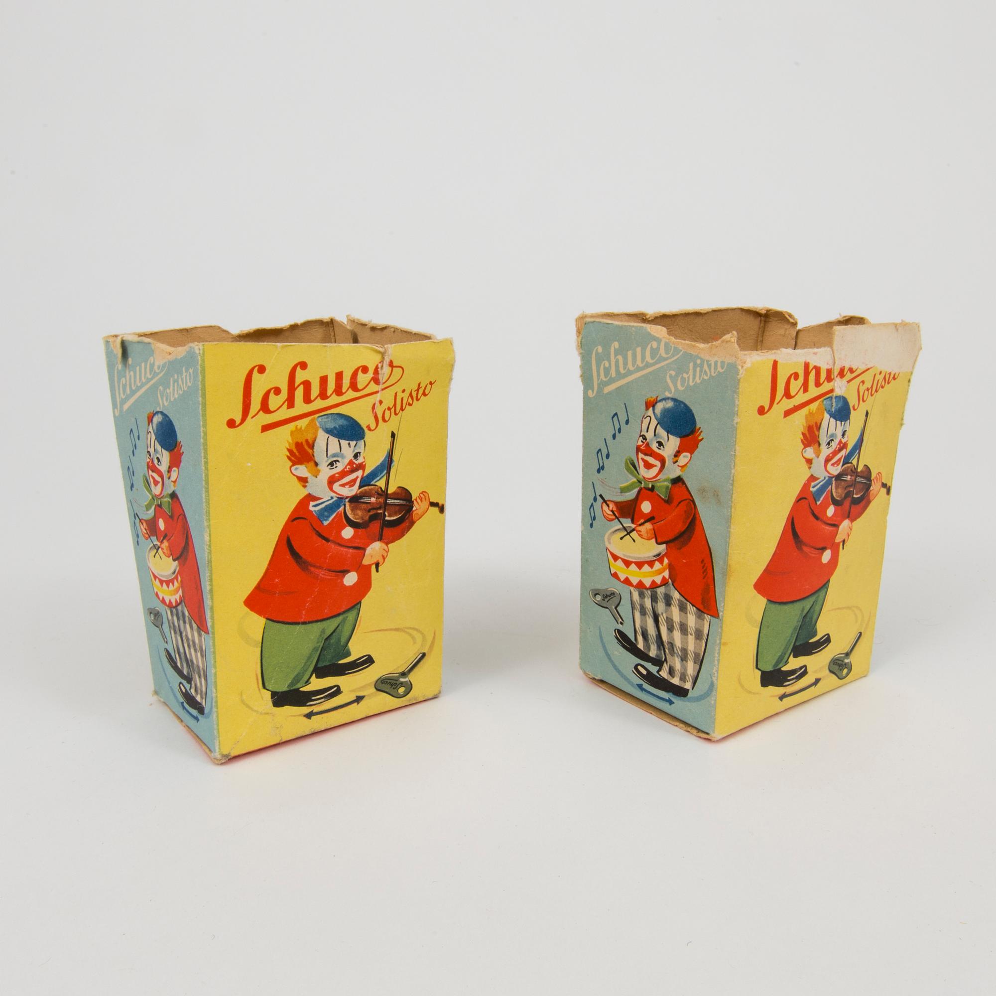 Three Schuco clowns Germany 1950s.