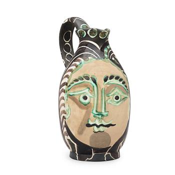 376. A pablo Picasso 'Femme du barbu' faience pitcher, Madoura, Vallauris, France 1953.