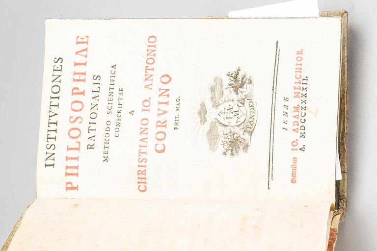 "Institutiones Philosophiae Rationalis." by Christiano Jo. Anton Corvinus. Publish by Jena, Johann Adam Melchior, 1742.