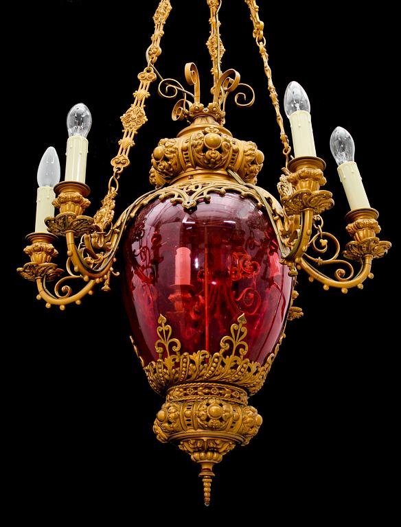 TAKLAMPA, 1800-talets slut. Höjd ca 100 cm.