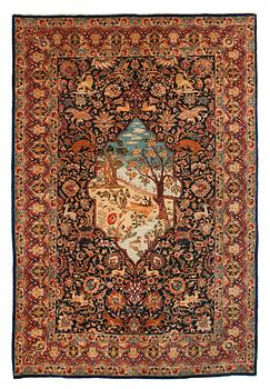 1257. SEMI-ANTIQUE TABRIZ FIGURAL. 216,5 x 145 cm.