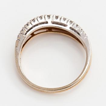 Ring, brilliant cut diamonds, 14K gold and white gold.