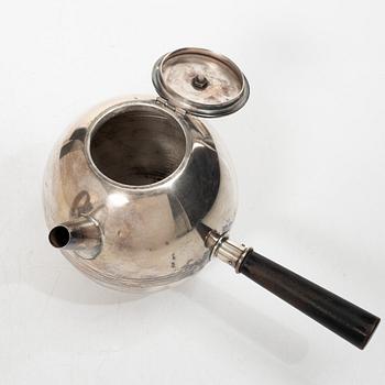 Sylvia Stave, a silver-plate tea pot and silver-plate jug, C.G.Hallberg, Sweden, first half of the 20th century.