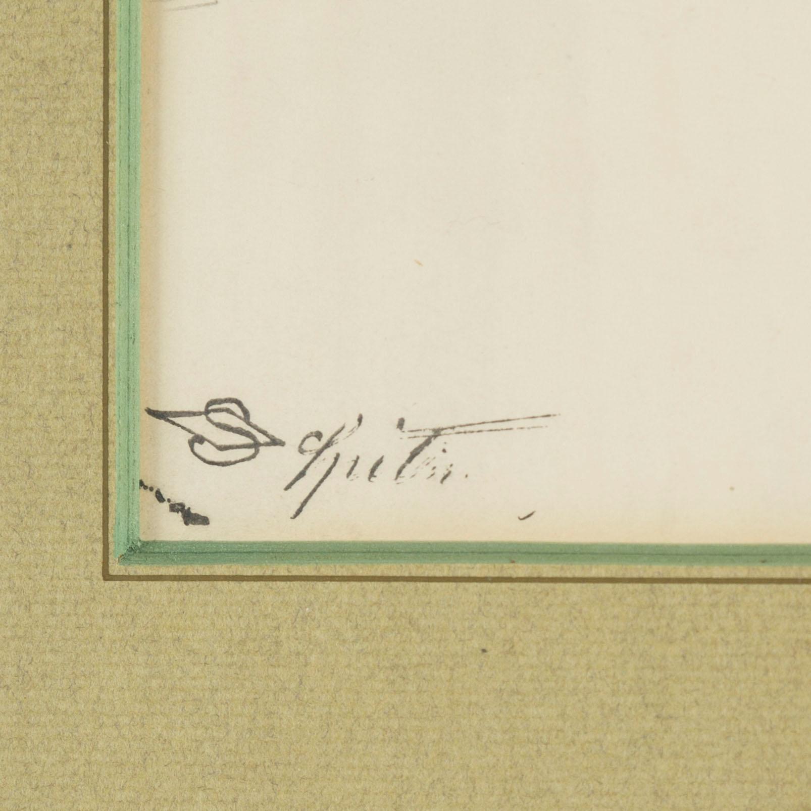 CARL SPITZWEG, pencil drawings, 5, stapped signature, one signed.