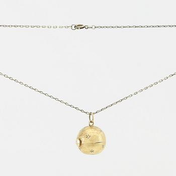 Pendant with Lotos 14K gold clock and round single-cut diamonds.