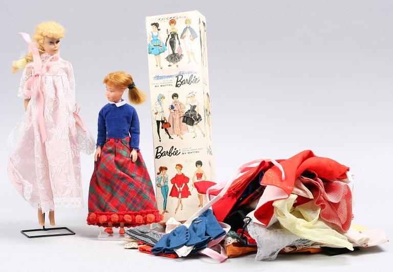 BARBIEDOCKA, 1960-tal med tillbehör.