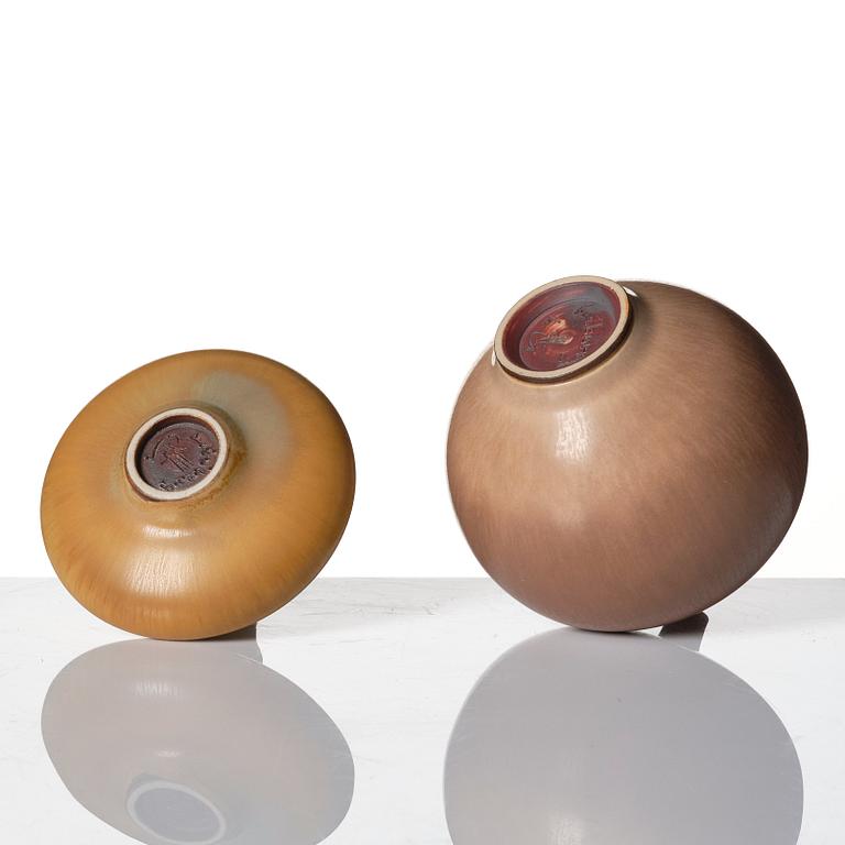 Berndt Friberg, a set of five stoneware vases, Gustavsberg studio, Sweden 1956-65.