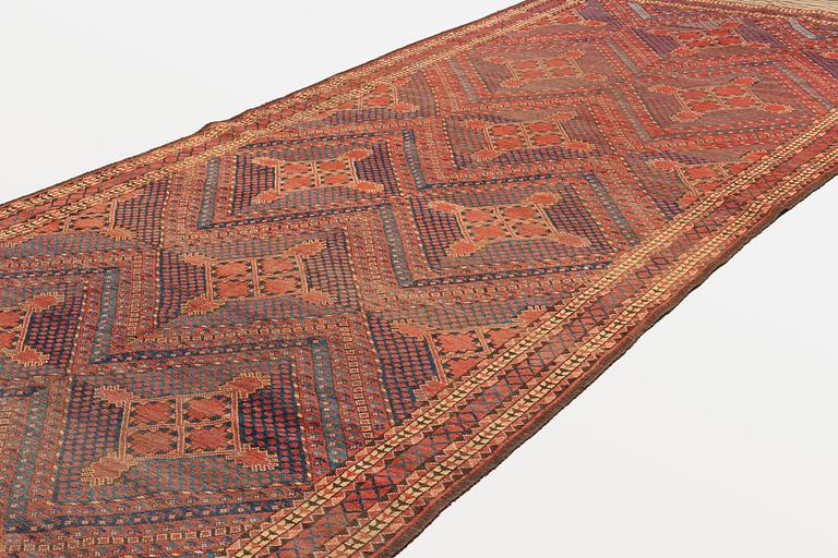 An antique Beshir carpet, ca 495 x 206 cm, around the year 1875.