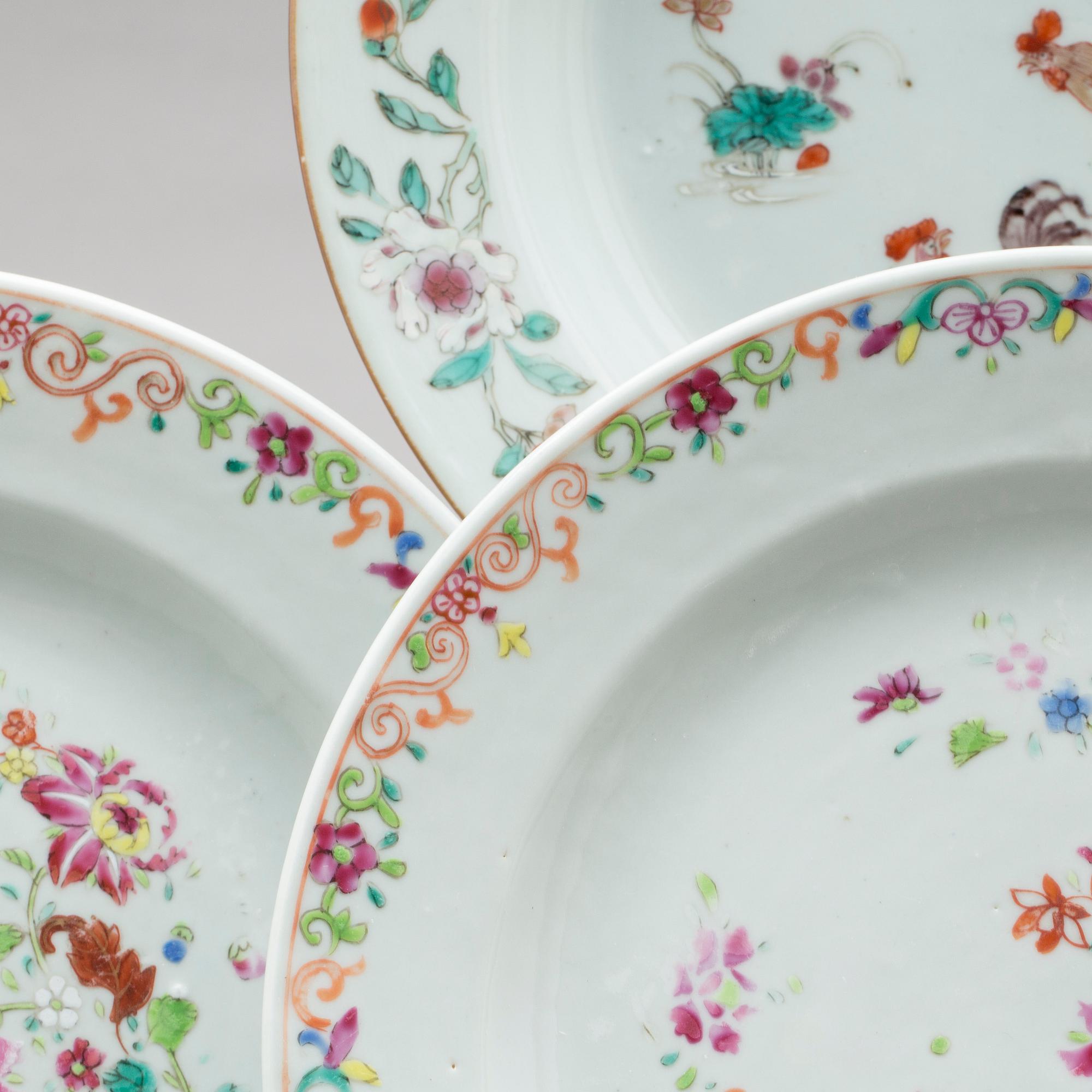 TALLRIKAR, 3+1 st, kompaniporslin, Kina, Qianlong (1736-95).