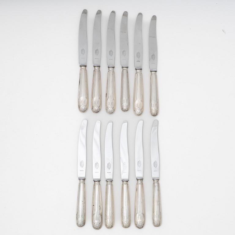 Gustaf Möllenborg, a set of twelve Swedish silver dinner knives, mark of Gustaf Möllenborg, Stockholm 1824-1826.