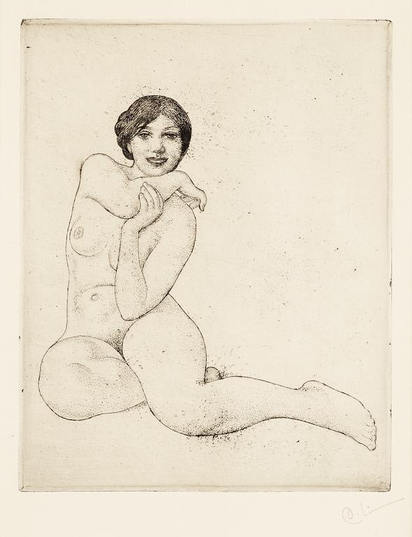 Carl Larsson, "A girl crouching".