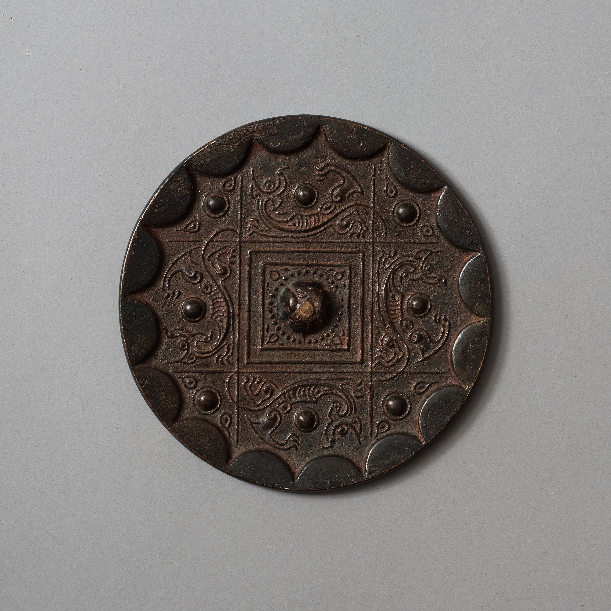 Two bronze mirrors, Han dynasty (206 BC -220 AD).