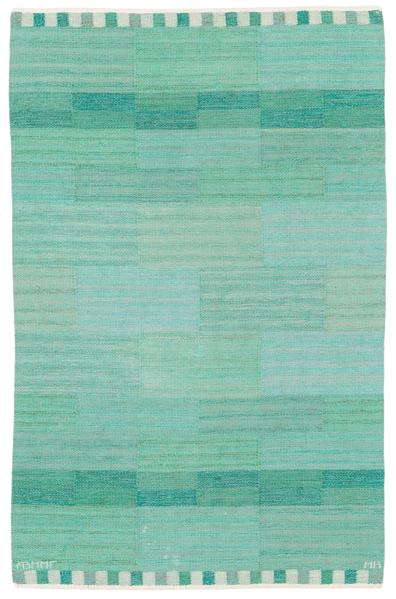 Marianne Richter, a carpet "Muren grön", flat weave, c 185 x 120,5 cm, signed AB MMF MR.