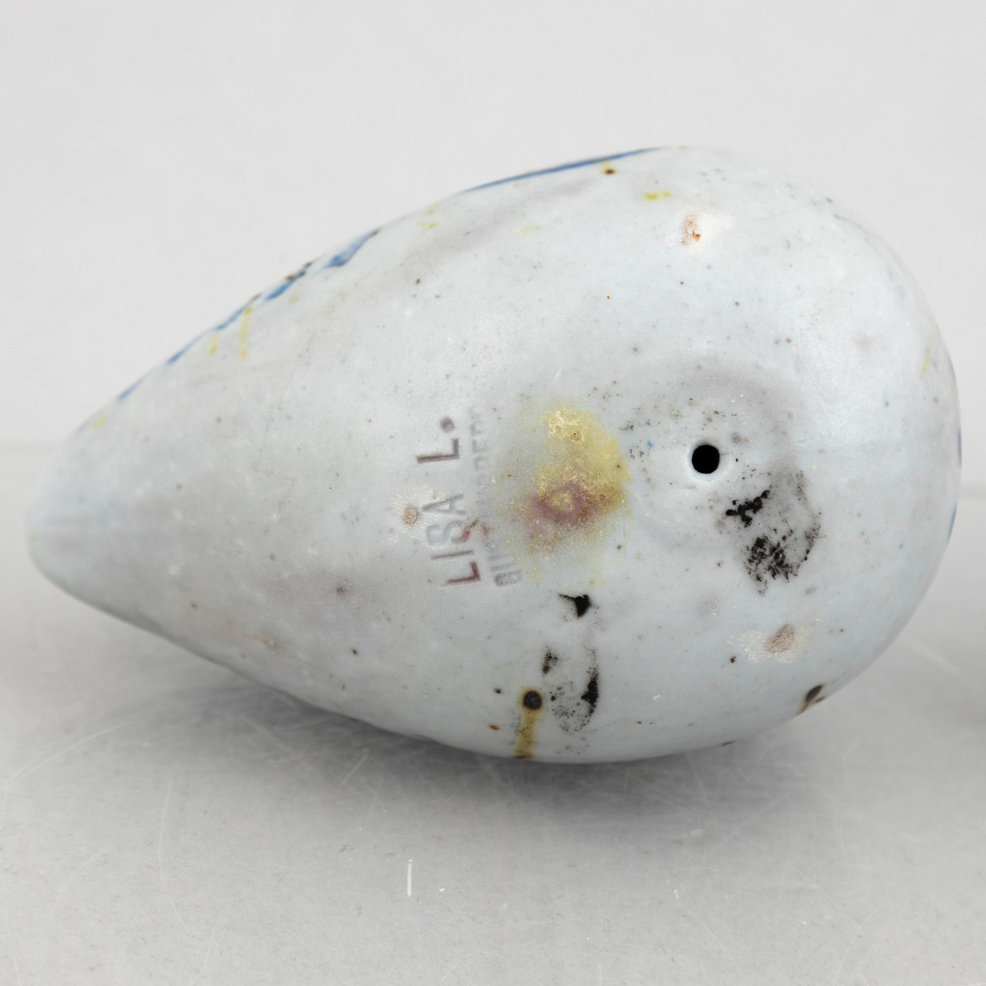 Lisa Larson, skulpturer, 8 st, småfåglar, stengods, Gustavsberg.