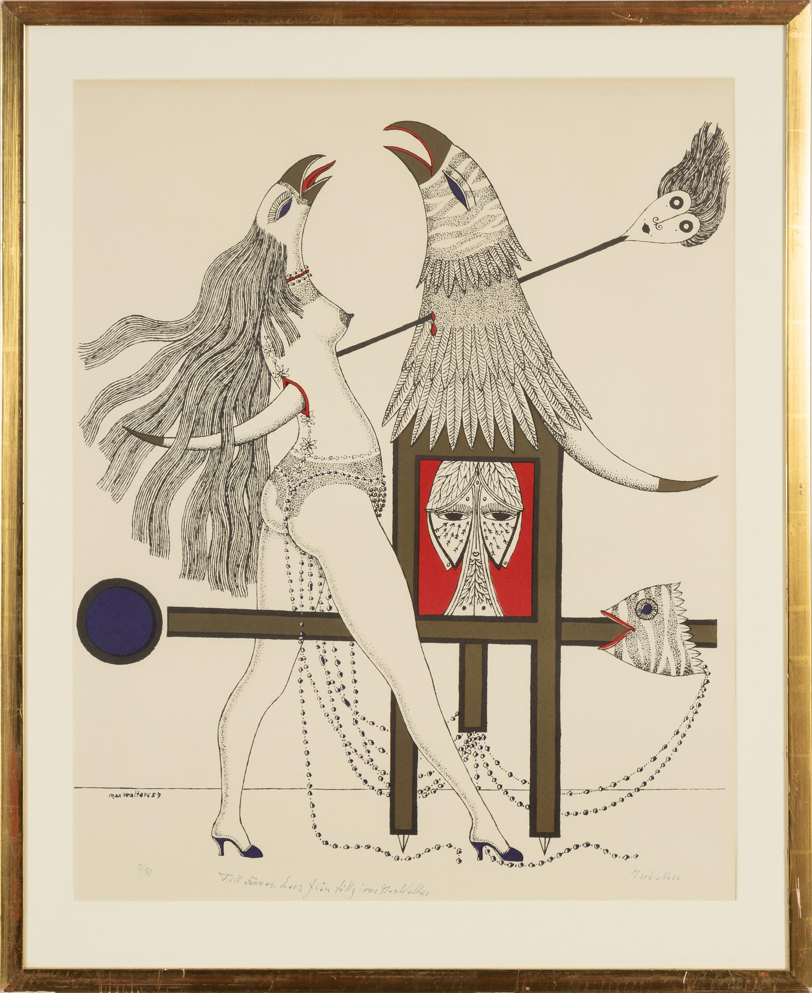 Max Walter Svanberg, 1957, färglitografi, signerad 3/50.