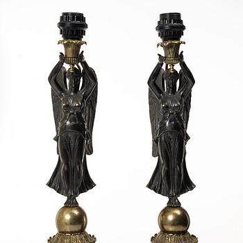 A pair of Empire style table lamps, circa 1800.