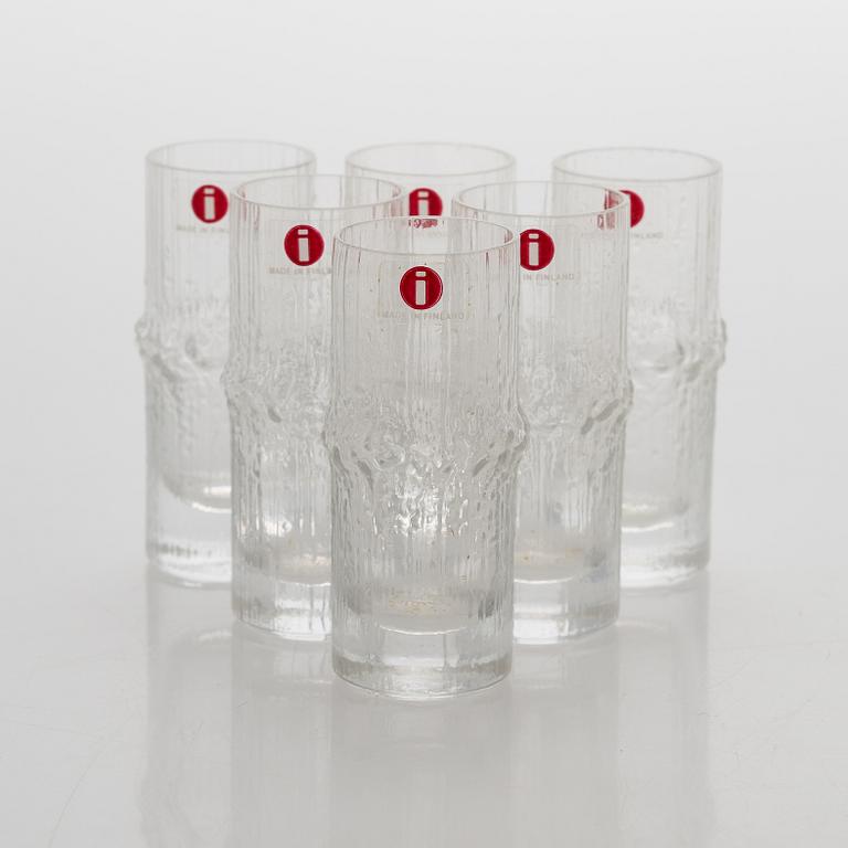 Tapio Wirkkala, snapsglas, 6 st, "Niva", Iittala. I originallåda.
