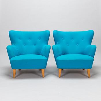 Ilmari Lappalainen, a pair of mid-20th-century 'Laila' armchairs for Asko, Finland.