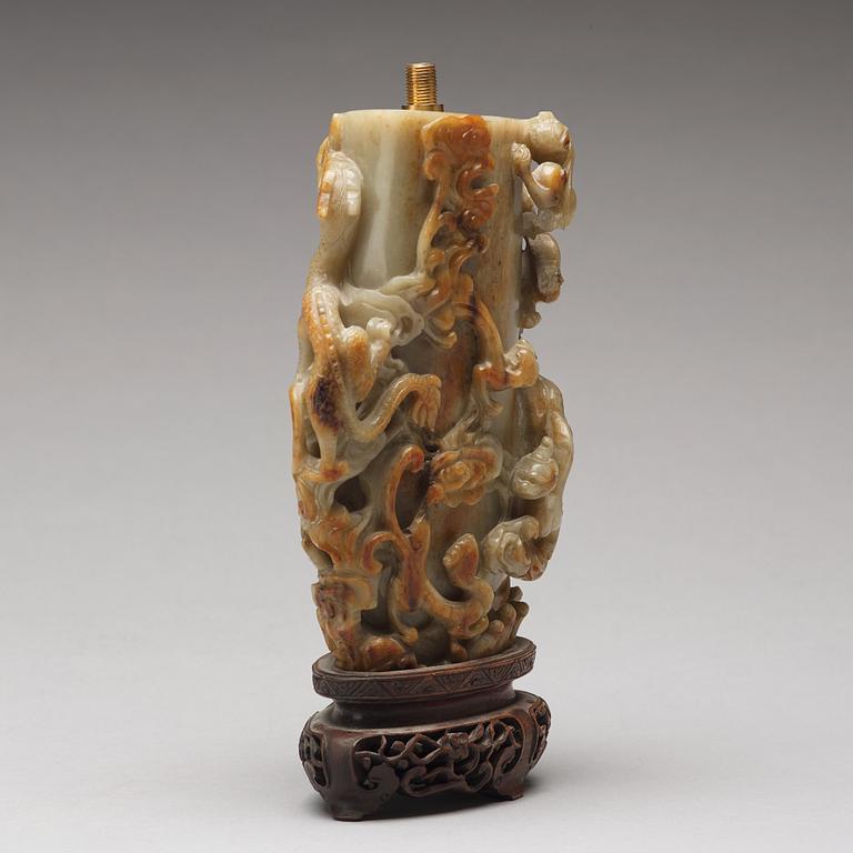 A sculptured stone vase, presumably late Qing dynasty.