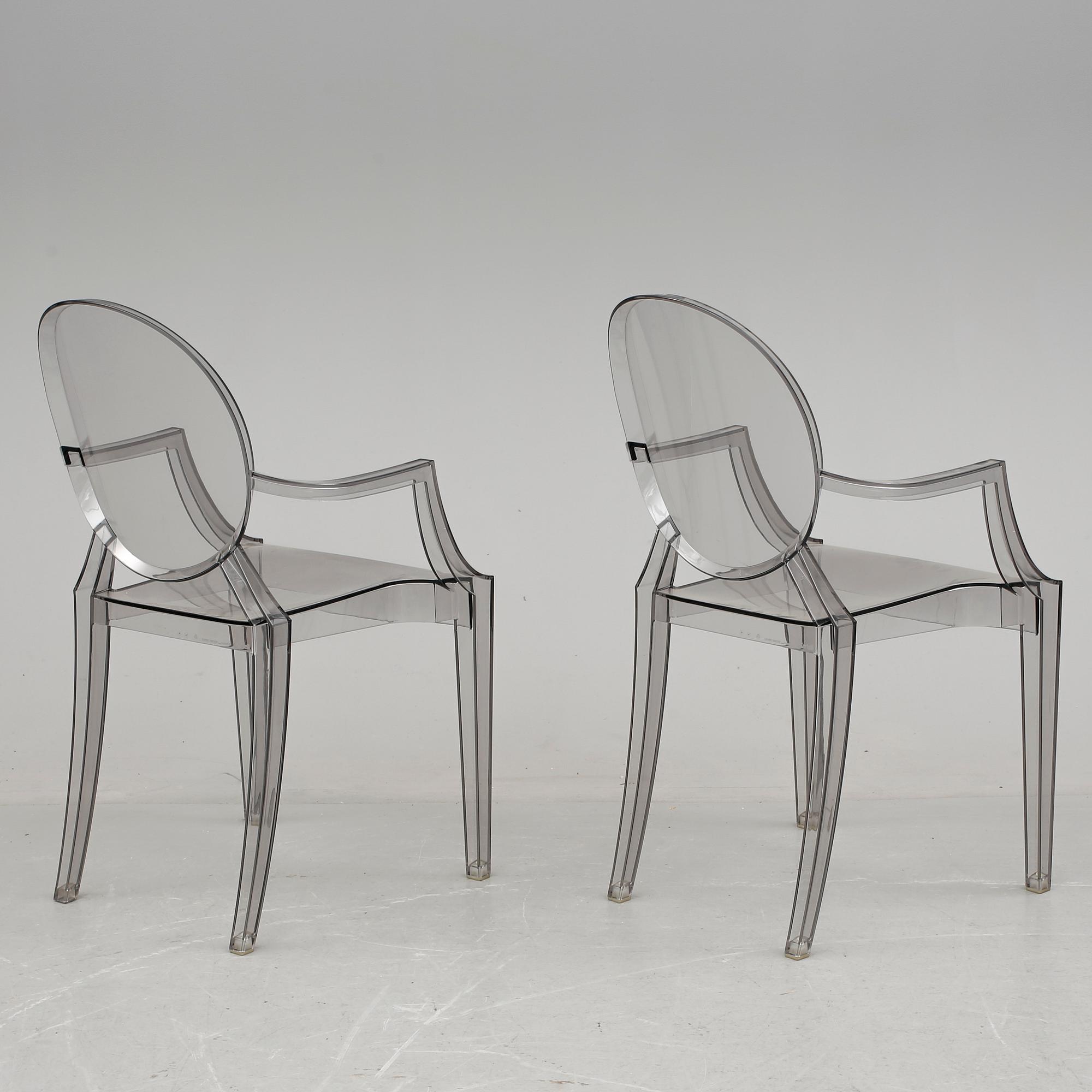 KARMSTOLAR, ett par, "Louis Ghost", Philippe Starck för Kartell.